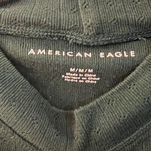 American Eagle Ribbed Mock Neck Crop Sweater — M | Forest Green - Picture 2 of 6